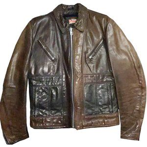 Vintage 70's - 80's Schott Cycle Rider Duo Tone Racer Jacket Sz 42 zip-out liner